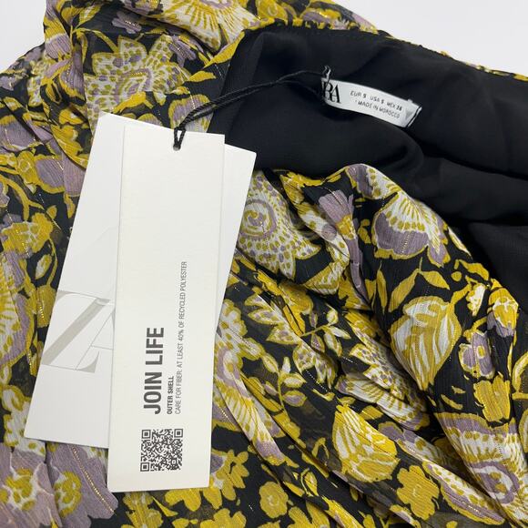 NEW Zara Off-Shoulder Rouched Floral Dress - Picture 6 of 7